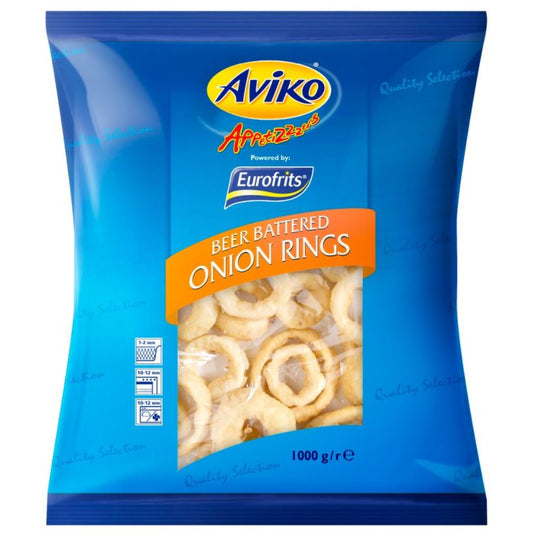 Frozen Onion Rings Aviko Beer Battered Box (6x1kg)