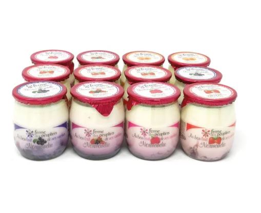 Yoghurt Mixed Glass Jars Ferme des Peupliers 12x125g