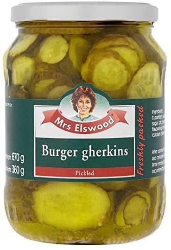 Mrs Elswood Burger Gherkins - 670g-Watts Farms