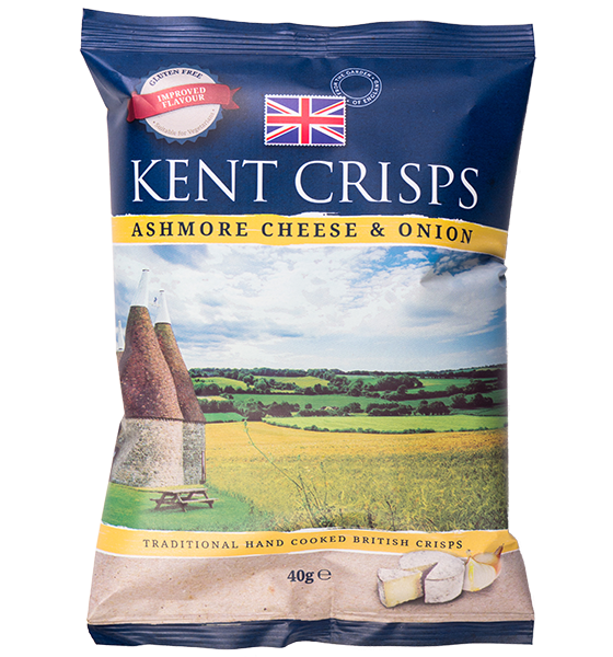 Kent Crisps - Ashmore Cheese & Onion - 20x40g-Watts Farms