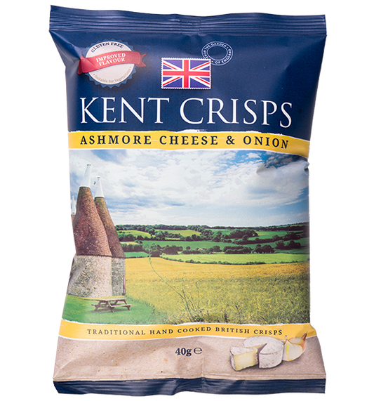 Kent Crisps - Ashmore Cheese & Onion - 20x40g-Watts Farms